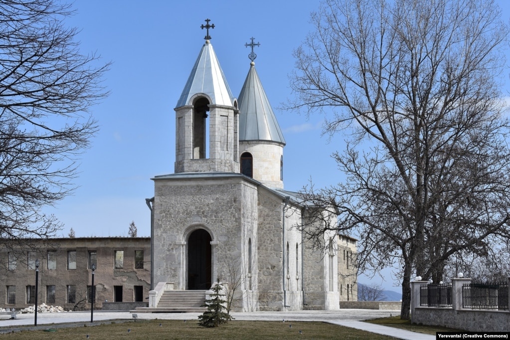 The Armenian Kanach Zham church in Nagorno Karabakh, a historic Christian place of worship photographed before its demolition by Azerbaijan
