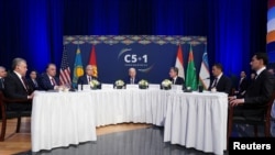 U.S. President Joe Biden (center) meets with Central Asian leaders on the sidelines of the UN General Assembly in New York on September 19. 