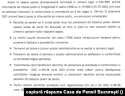 Europa Liberă a întrebat Casa de Pensii a Municipiului București cât va dura concret etapa de listare a deciziilor, cât va costa și dacă are infrastructura necesară. Acesta este răspunsul primit.