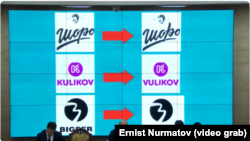 Депутат Марлен Маматалиев Кыргызстандагы белгилүү “Шоро”, “Куликов”, “Бигсер” компанияларынын бренддерин аткезчилер өзгөртүп, пайдаланып жаткан мисалдарын көрсөттү. 5-февраль, 2024-жыл.