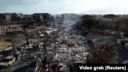 Город Лахайна (Мауи) после пожара, август 2023 г.