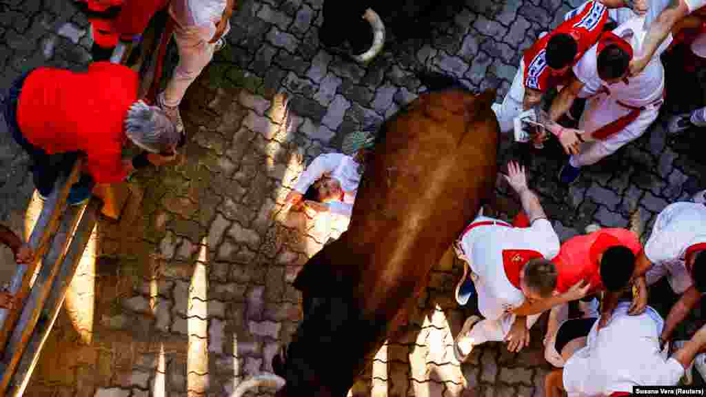 A bikafuttatás során emberek százai futnak hat bika és hat ökör előtt Pamplona egy 825 méter hosszú, szűk utcaszakaszán. A fesztivál ideje alatt mindennap egyszer megrendezett futás a pamplonai bikaviadal-arénában ér véget