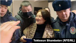 Central Election Commission member Gulnara Jurabaeva appears in court in Bishkek on February 17.