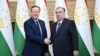 Президент Таджикистана Эмомали Рахмон и министр иностранных дел Великобритании Дэвид Кэмерон. Душанбе, 22 апреля 2024 
