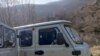 Nagorno-Karabakh - A Karabakh police vehicle riddled with bullets, March 5, 2023.