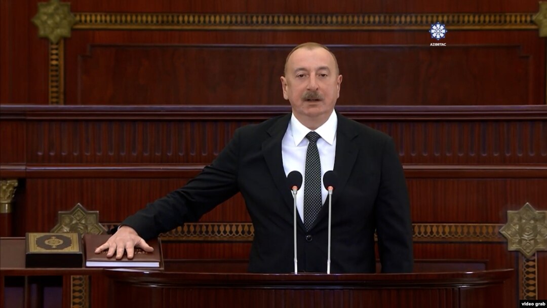 Azerbaijan - Azerbaijani President Ilham Aliyev is sworn in for a new term in office, February 14, 2024.