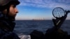 A Ukrainian coast guard during a Black Sea patrol in February 