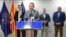 Pance Toskovski, interior minister of North Macedonia, presides at news conference. (file photo) 