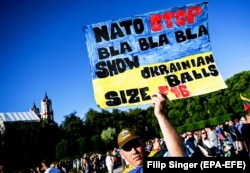 Мітинг на підтримку України під час саміту НАТО у Вільнюсі. Литва, 11 липня 2023 року