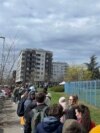 Russians in Belgrade heading towards voting polls of presidential Russian elections. Belgrade, Serbia 17th March 2024