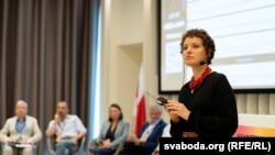 Кацярына Ваданосава на канфэрэнцыі «Новая Беларусь», 6 жніўня 2023 году. Ілюстрацыйнае фота
