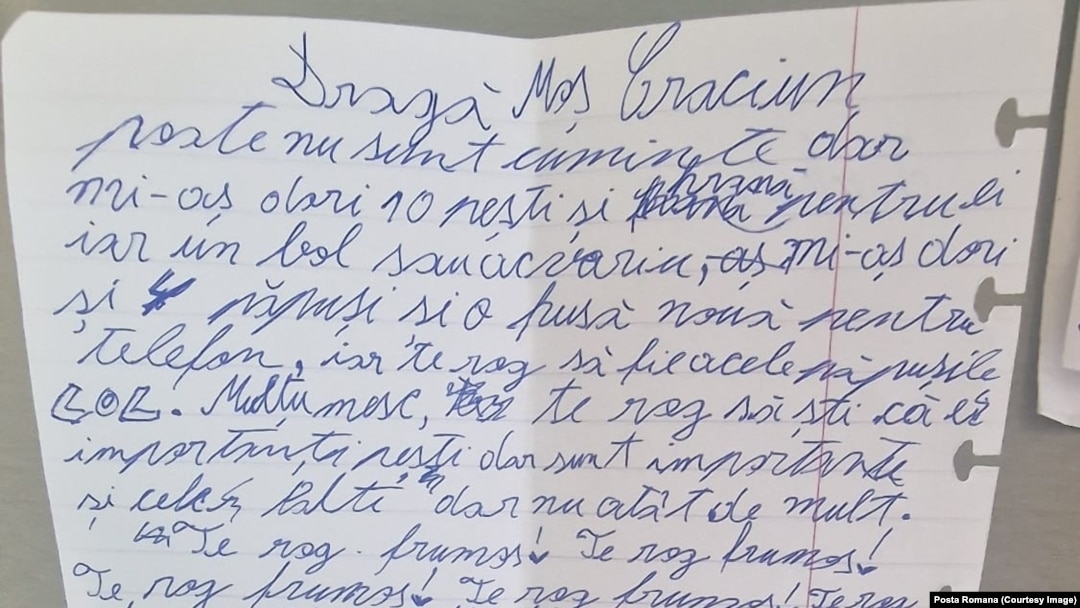 Scrisoare unui băiețel către Moș Crăciun.
