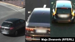 Na kombinovanoj fotografiji sa italijanskih nadzornih kamera vide se tri automobile koja su korištena u Usovom bijegu iz Basiglioa.