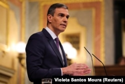  Испанският министър председател афишира решението на държавното управление в Мадрид да признае Палестина за страна, 22 май 2024 година 