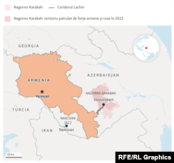 Regiunea Nagorno-Karabah, o enclavă armeană în Azerbaidjan.