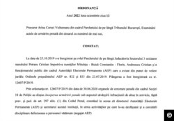 Ordonanța de urmărire penală prin care s-a dispus urmărirea penală față de Mitulețu Buică