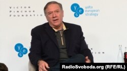 Former U.S. Secretary of State Mike Pompeo visits Kyiv on April 3.