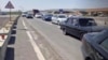 Protests ground traffic to a halt on the Yerevan-Gyumri highway in Armenia on April 28.
