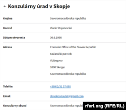 Податоците оф официјалната веб - страница на Словачкото министерство за надворешни работи покажуваат дека Владе Стојановски е почесен конзул на Република Словачка во земјава.