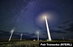 A wind farm in the Almaty region, photographed on August 12.