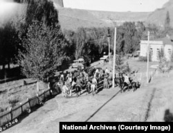 Armenian cavalry tasked with escorting the Americans. The photo was taken on September 27 as the party gathered to leave the "governor's palace" at Kars after a reception party.