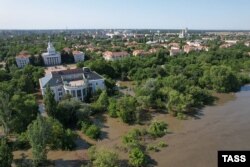Затоплены горад Новая Кахоўка, які застаецца ў расейскай акупацыі