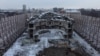 Зруйнований Драматичний театр у окупованому Росією Маріуполі, лютий 2024 року