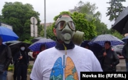 Detalj sa protesta protiv zagađenja u Užicu, 14. maja 2024.
