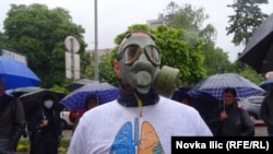 Detalj sa protesta protiv zagađenja u Užicu, 14. maja 2024.
