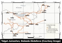 Карта, составленная Гульзадой Абдалиевой и Талгатом Жумашевым.