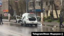 Пошкоджене авто представника окупаційної влади у Мелітополі Максима Зубарєва