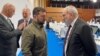 Spain - Armenian Prime Minister Nikol Pashinian talks to Ukraine's President Volodymyr Zelenskiy during a European summit in Granada, October 5, 2023.