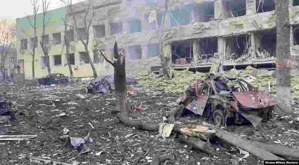 This was the scene outside a Mariupol maternity hospital on March 9, 2022, after a Russian air strike devastated the facility, killing at least four people and leading to one stillbirth. At the time, Mariupol had just been completely encircled by Russian forces and would become the scene of some of the invasion&rsquo;s most devastating destruction as the invading forces closed in and eventually captured the coastal Ukrainian city.