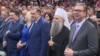 Nenad Stevandić, Željka Cvijanović, Milorad Dodik, patrijarh Porfirije i Aleksandar Vučić tokom proslave "Dana srpskog jedinstva" u Nišu, 15. 9. 2023.