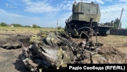 Місце авіакатастрофи на Житомирщині, де впали два українські літаки L-39