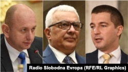Montenegrin politicians Milan Knezevic (left), Andrija Mandic (center) and Aleksa Becic (combo photo)