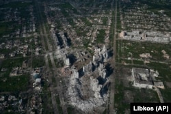 Június 22-én készült légi felvétel Bahmutról