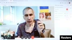 Михаил Саакашвили на видеосвязи с судом, 3 июля 2023 года
