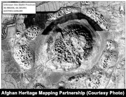 Afganisztáni műkincsfosztogatást dokumentáló műholdkép