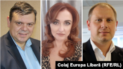 De la stânga la dreapta: Roman Mihăeș, Cristina Vulpe, Ștefan Gligor, candidați la funcția de primar al mun. Chișinău