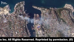 Наслідки удару по штабу Чорноморського флоту в Севастополі, супутниковий знімок, 22 вересня