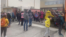 Children and teachers gather outside a Sofia school on March 27 that received an e-mailed bomb threat. 