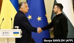 Президент України Володимир Зеленський і прем'єр-міністр Угорщини Віктор Орбан. Київ, 2 липня 2024 року