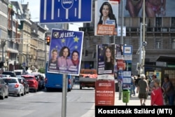 Election posters line the streets in Budapest for the June 9 municipal and EU Parliament elections in Hungary.