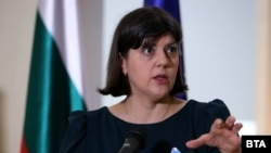Ръководителката на Европейската прокуратура Лаура Кьовеши по време на посещението си в България през ноември 2023 г.