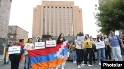 Armenia - Protesters picket the Russian Embassy in Yerevan, August 29, 2023.