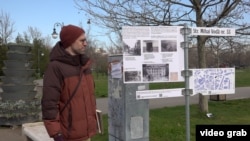 The Venice Convention forced Ceausescu to find solutions for some of the churches in the demolition area, explains Cristian Lipara-Vararu next to the marker where the Mihai Voda monastery complex once stood.