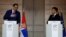 Presidenti i Serbisë, Aleksandar Vuçiq, gjatë takimit me presidentin e Francës, Emmanuel Macron, në Paris.