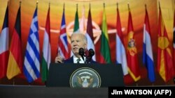 Joe Biden a NATO-csúcson Washingtonban 2024. július 9-én