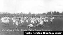 Fotografie de la meciul de rugby dintre Franța și România la Jocurile Olimpice din 1924
